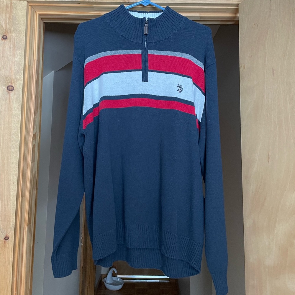 NWT Men’s Polo Quarter Zip Sweater Size Large